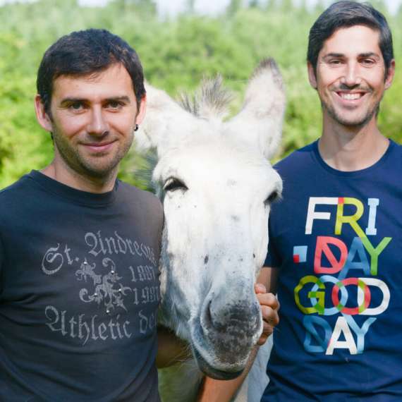 Christophe, Olivier and the donkeys of Vassivière